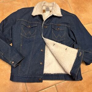 Wrangler men medium denim Sherpa cowboy chore jacket